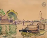 Paris, le pont des Arts by Albert Marquet, Aquarelle sur traits de mine de plomb, sold Nov 2024