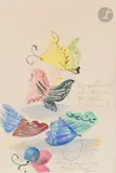 Les Papillons, 8 avril 1950 by Raoul Dufy, Gouache, sold Nov 2024
