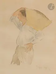 Le Porteur by Jacques Villon, Aquarelle, sold Nov 2024