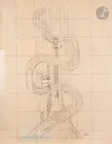 Projet de décoration de la tour Eiffel by Fernand Léger, 1936, Crayon noir - mise au carreau, sold Nov 2024