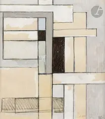 Composition by Jean Peyrissac, vers 1930, Gouache et encre sur traits de mine de plomb, sold Nov 2024