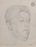 Portrait de Michel Simon by Hans Bellmer, vers 1950, Mine de plomb et rehauts de gouache blanche sur papier gris, sold Nov 2024