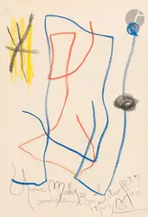 Sans titre by Joan Miró, 1968, Crayon cire sur papier contrecollé sur carton, sold Nov 2024
