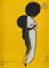 Élégante au chapeau aux dahlias by René Gruau, Gouache, sold Nov 2024