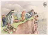Sans titre by Roland Topor, 1979, Encre et crayons de couleur sur papier, sold Nov 2024