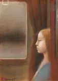 Femme dans un train by Jacques Voyet, Pastel, sold Oct 2024