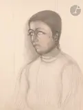 Portrait d'Hélène by Jean Carzou, 1979, Crayon noir, estompe et crayons de couleur, sold Oct 2024