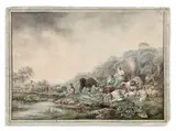 Pastorale by Johann Jakob Schalch, Aquarelle sur traits de crayon noir, sold Oct 2021