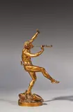 Faune dansant by Eugène-Louis Lequesne, Bronze à patine dorée, sold Oct 2021