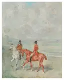 Cavaliers sur la plage by John Lewis Brown, Pastel et crayon gras, sold Oct 2021