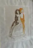 Deux jeunes filles by Léonor Fini, Lithographie sur Japon nacré, sold Oct 2021