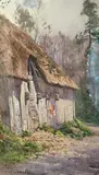 Chaumière à Cordelleville by Henri Adam, Aquarelle, sold Oct 2021