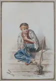 Le petit balayeur by Laure Lévy, Aquarelle, sold Oct 2021
