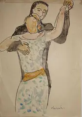 La Danse by Pierre Deval, 1935, Aquarelle et encre de Chine, sold Jul 2021
