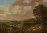 Bergers dans un paysage vallonNé by Lucas van Uden, 1671, Panneau de chene, une planche, non parqueté, sold Jun 2021
