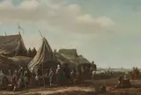 Un marché sur la plage by Barend Gael, Panneau de chêne, deux planches, non parqueté (Restaurations anciennes, sold Jun 2021