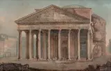 Vue du Panthéon à Rome by Franz Kaisermann, 1810, Plume, aquarelle, sold Dec 2018
