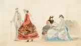 Crinolines sur la plage by Eugène Boudin, Aquarelle sur traits de crayon, sold Jun 2018