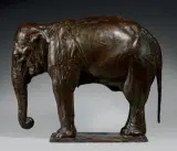 Éléphant de l'Inde au repos, vers 1909-1910 762 500 € TTC (Résultat avec frais) by Rembrandt Bugatti, Épreuve en bronze patiné, sold Jun 2018