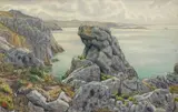Morgat, falaises de Port-Haor, juin 1908 by Henri Rivière, Aquarelle, sold Jun 2018