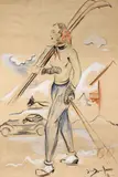 La skieuse à Megéve by Jean Dorville, 1928, Aquarelle, sold Mar 2019
