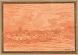 Le retour du troupeau à la fin du jour by Charles-François Daubigny, Sanguine, sold Feb 2019