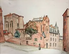 Albi» by Louis Survage, 1924, Gouache sur panneau, sold Feb 2019