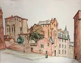 Albi» by Louis Survage, 1924, Gouache sur panneau, sold Feb 2019