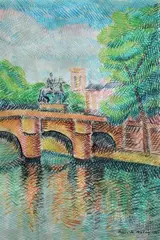 Paris, le Pont-Neuf et la Seine by Pierre Belay, 1940, Aquarelle vernissée, sold Feb 2019