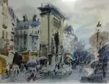 Paris, les Grands boulevards et la by Roger Bertin, Aquarelle signée en bas à droite, sold Feb 2019