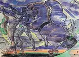 Chevaux d'Alcinous roi des Phéaciens Odyssée Chant VI» by Morgan-Snell, 1966, Encre et gouache, sold Feb 2019
