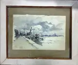 L'entrée du port par temps gris by Fernand Herbo, Aquarelle signée en bas à gauche, sold Feb 2019