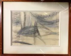 Composition by Jeanne Coppel, 1959, Fusain et gouache sur papier, sold Feb 2019