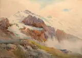 Vue de la Jungfrau by Eugène Bernhardt, Aquarelle, sold Dec 2018