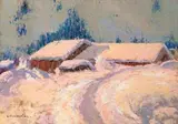 Chalet sous la neige by Arsen Shapanyan, Pastel sur papier, sold Dec 2018