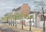 Une rue animée à Paris by Albert Weinbaum, Gouache, sold Nov 2018