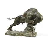 Le bison d'Amérique by Ferdinand Parpan, Bronze à patine brun-vert, sold Nov 2018