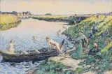 Baigneurs by Modest Huys, Aquarelle et fusain, sold Oct 2018