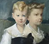 Portrait de Charles et Paul Mallet by Victor Guirand de Scevola, Aquarelle signée et datée en bas à droite, sold Nov 2023