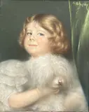Jeune enfant et son chien by Adolfo Müller-Ury, Pastel, sold Oct 2023