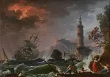 Rescapés près d'une côte rocheuse by Charles François Lacroix de Marseille, Toile, sold Sep 2023