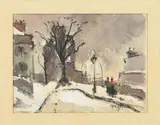 Paysage d'hiver by Alphonse Quizet, Aquarelle, sold May 2024