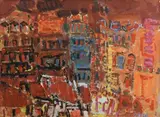 La ville by Jacques Yankel, Gouache sur papier signée en bas à droite, sold May 2024