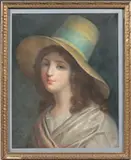 Portrait de femme au chapeau by Julien-Léopold Boilly, Pastel, sold Dec 2022