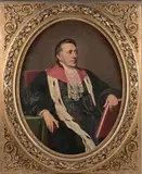 Portrait du premier président Barthe by Alexandre Hesse, 1862, Toile rectangulaire à surface peinte ovale, sold Dec 2022
