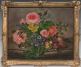Bouquet de fleurs sur un entablement by Anton Fidler, Panneau, une planche, non parqueté, sold Dec 2022