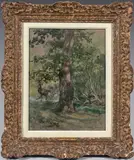 Etude de forêt à l’automne by Rosa Bonheur, Aquarelle, sold Dec 2022