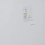 L'homme à la bicyclette et son chien by Jean-Jacques Sempé, Encre et aquarelle sur papier, sold Feb 2023