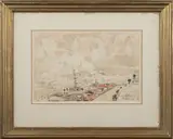 Bateau à vapeur dans le Port de Rouen by Albert Lebourg, Aquarelle sur papier, sold Jan 2023