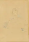 Portrait de Madame Gamby by Berthe Morisot, Mine de plomb et crayons de couleurs sur papier calque, sold Mar 2019